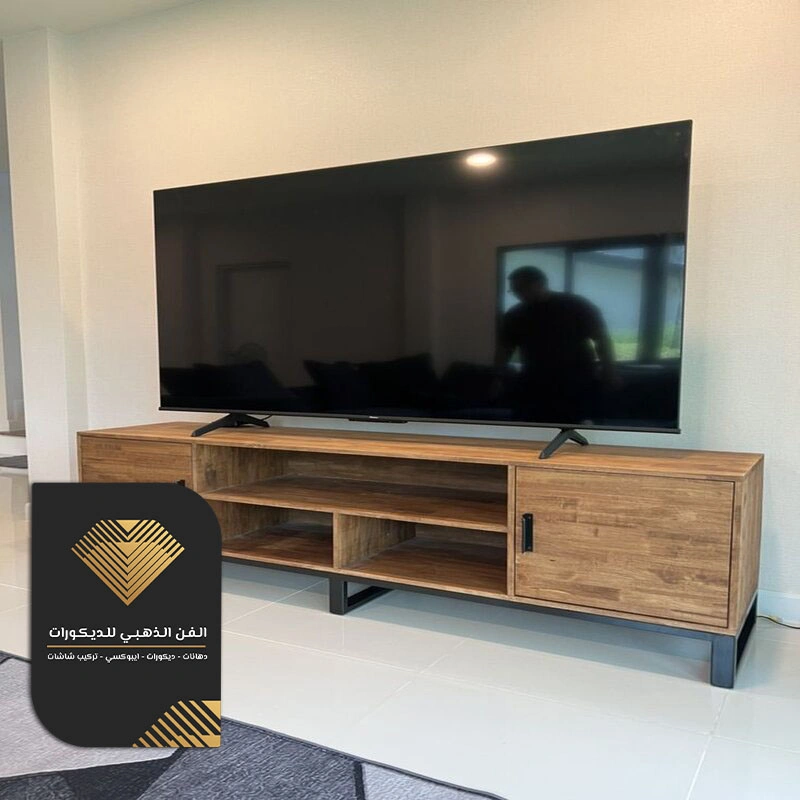 طاولة تلفزيون خشب بني جدة حي الرحاب
